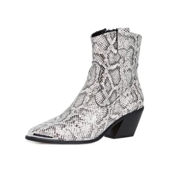 Villa Rouge Calfskin Leather Snake Print Boots. - Picture 3 of 8